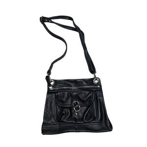 Vintage Navy Blue Soft Leather YKK Bag Crossbody Shoulder Handbag Purse